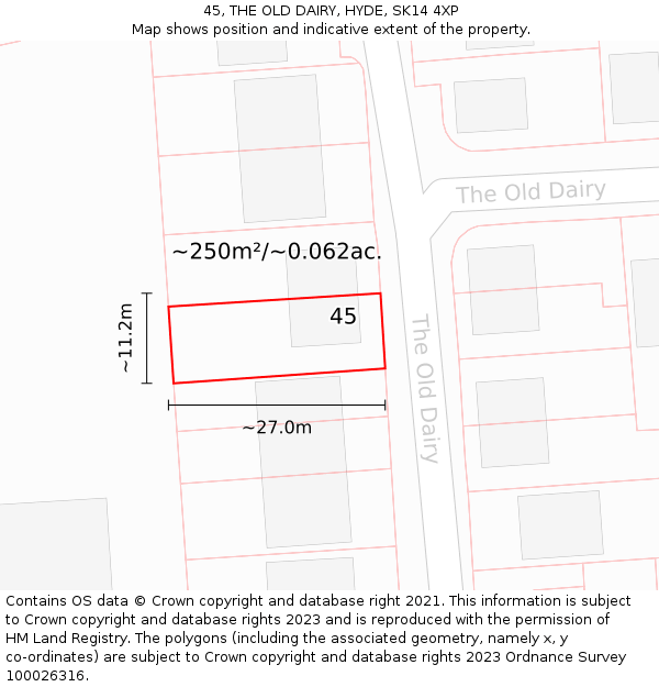 45, THE OLD DAIRY, HYDE, SK14 4XP: Plot and title map