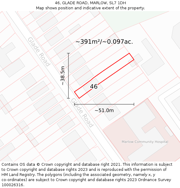 46, GLADE ROAD, MARLOW, SL7 1DH: Plot and title map