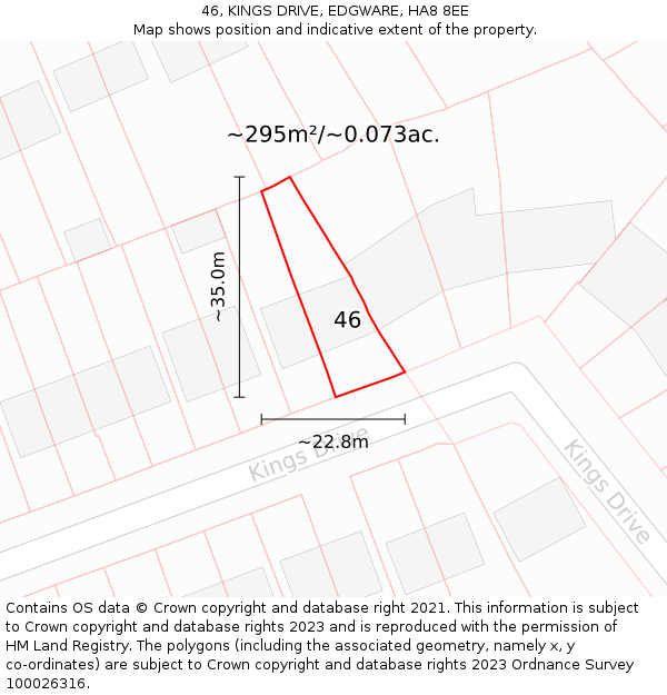 46, KINGS DRIVE, EDGWARE, HA8 8EE: Plot and title map