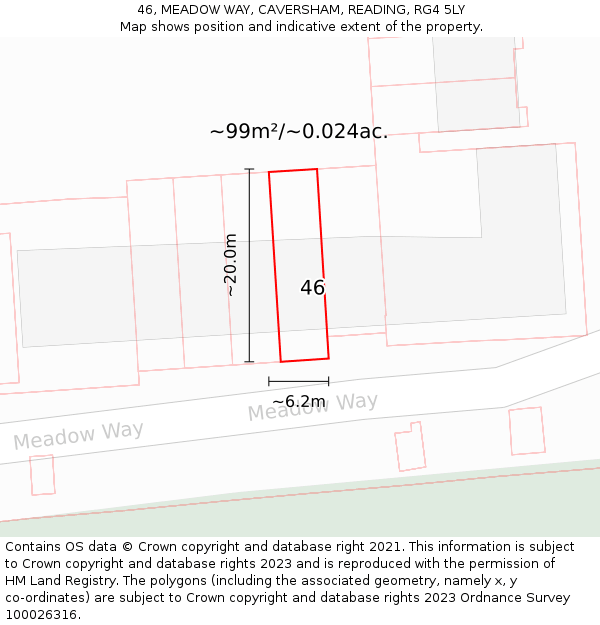 46, MEADOW WAY, CAVERSHAM, READING, RG4 5LY: Plot and title map