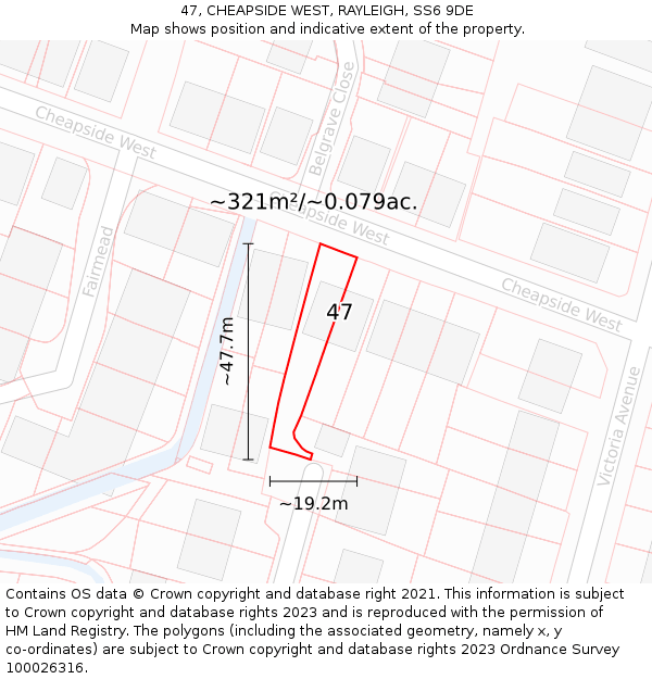 47, CHEAPSIDE WEST, RAYLEIGH, SS6 9DE: Plot and title map