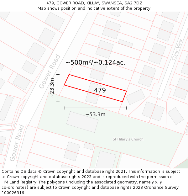 479, GOWER ROAD, KILLAY, SWANSEA, SA2 7DZ: Plot and title map