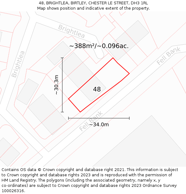 48, BRIGHTLEA, BIRTLEY, CHESTER LE STREET, DH3 1RL: Plot and title map