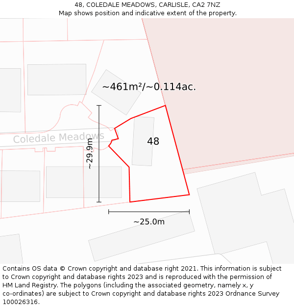 48, COLEDALE MEADOWS, CARLISLE, CA2 7NZ: Plot and title map