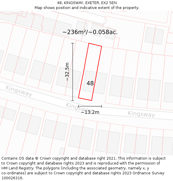 48, KINGSWAY, EXETER, EX2 5EN: Plot and title map