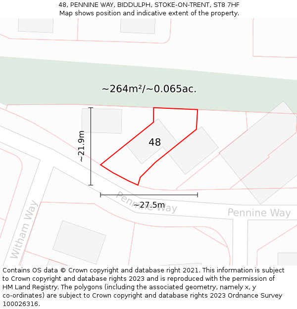 48, PENNINE WAY, BIDDULPH, STOKE-ON-TRENT, ST8 7HF: Plot and title map