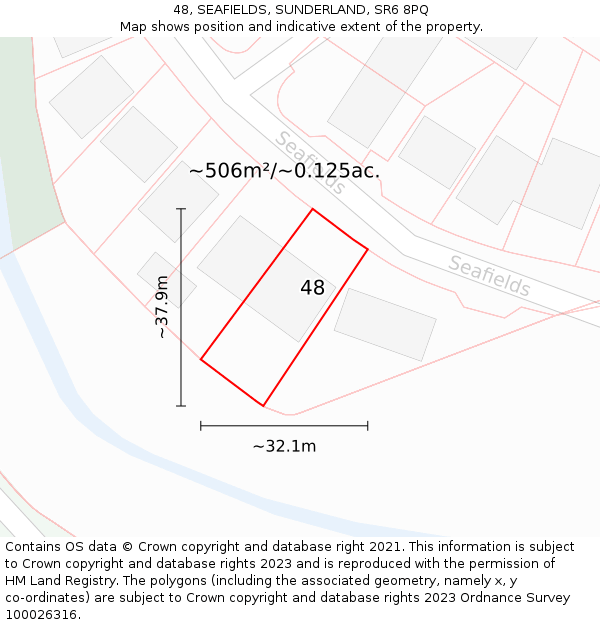 48, SEAFIELDS, SUNDERLAND, SR6 8PQ: Plot and title map