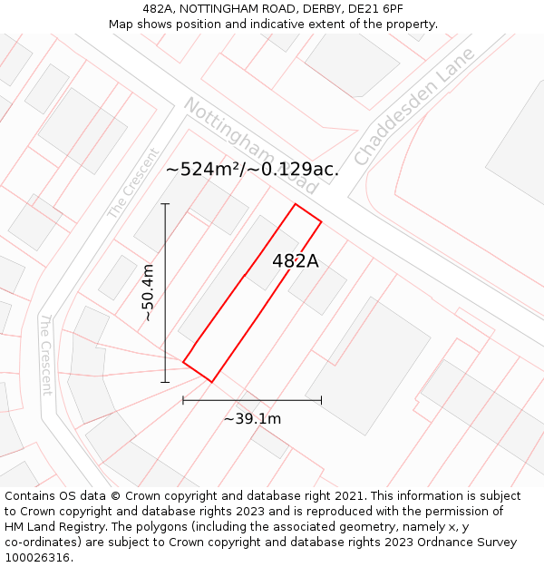 482A, NOTTINGHAM ROAD, DERBY, DE21 6PF: Plot and title map