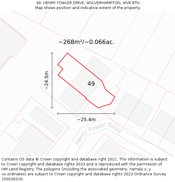 49, HENRY FOWLER DRIVE, WOLVERHAMPTON, WV6 8TN: Plot and title map