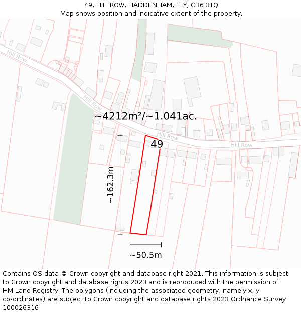 49, HILLROW, HADDENHAM, ELY, CB6 3TQ: Plot and title map