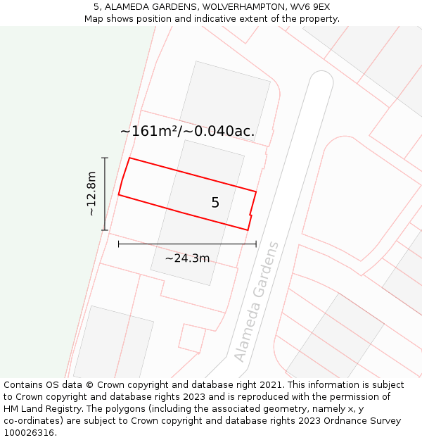 5, ALAMEDA GARDENS, WOLVERHAMPTON, WV6 9EX: Plot and title map