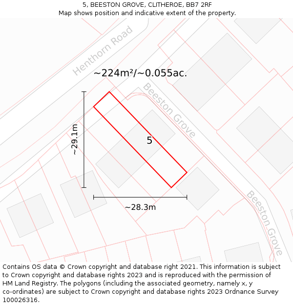 5, BEESTON GROVE, CLITHEROE, BB7 2RF: Plot and title map