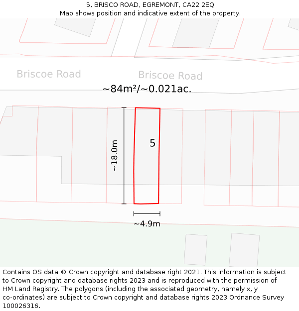 5, BRISCO ROAD, EGREMONT, CA22 2EQ: Plot and title map