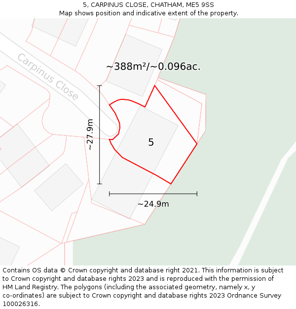 5, CARPINUS CLOSE, CHATHAM, ME5 9SS: Plot and title map