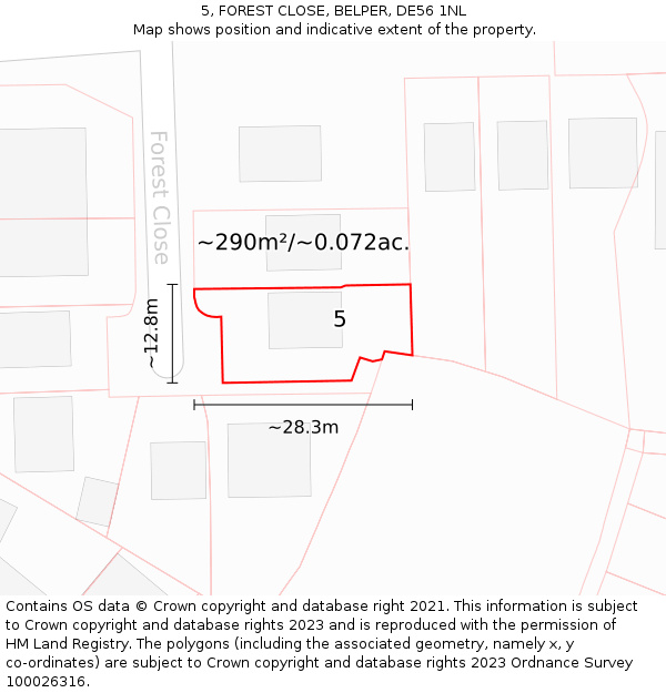 5, FOREST CLOSE, BELPER, DE56 1NL: Plot and title map