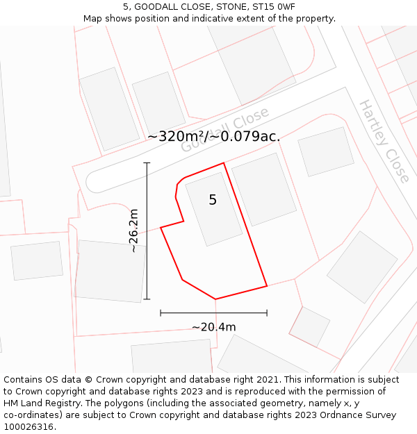 5, GOODALL CLOSE, STONE, ST15 0WF: Plot and title map