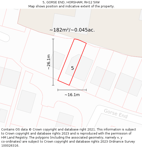 5, GORSE END, HORSHAM, RH12 5XW: Plot and title map
