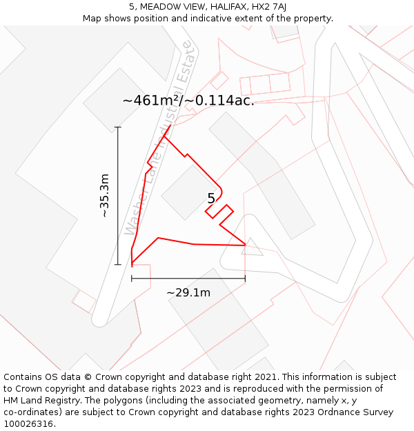 5, MEADOW VIEW, HALIFAX, HX2 7AJ: Plot and title map