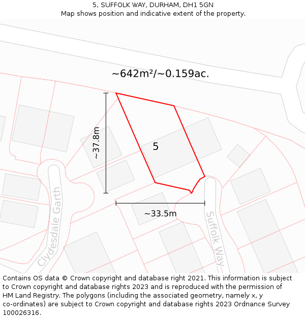 5, SUFFOLK WAY, DURHAM, DH1 5GN: Plot and title map