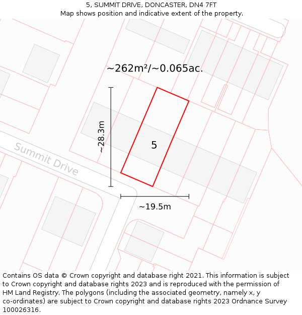 5, SUMMIT DRIVE, DONCASTER, DN4 7FT: Plot and title map