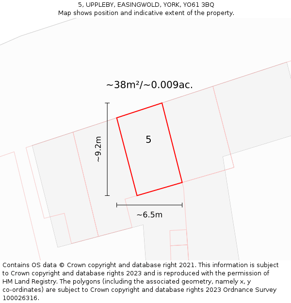 5, UPPLEBY, EASINGWOLD, YORK, YO61 3BQ: Plot and title map