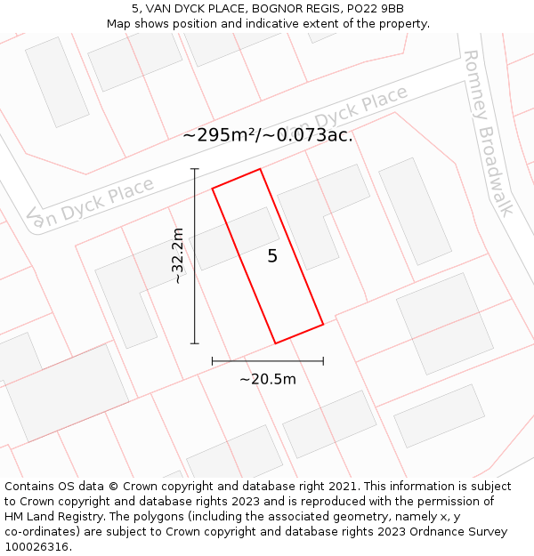 5, VAN DYCK PLACE, BOGNOR REGIS, PO22 9BB: Plot and title map