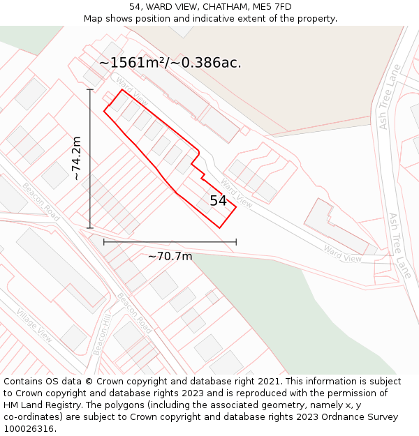 54, WARD VIEW, CHATHAM, ME5 7FD: Plot and title map