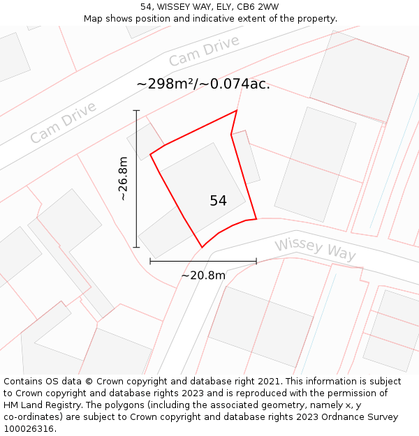 54, WISSEY WAY, ELY, CB6 2WW: Plot and title map