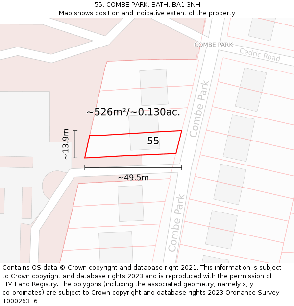 55, COMBE PARK, BATH, BA1 3NH: Plot and title map