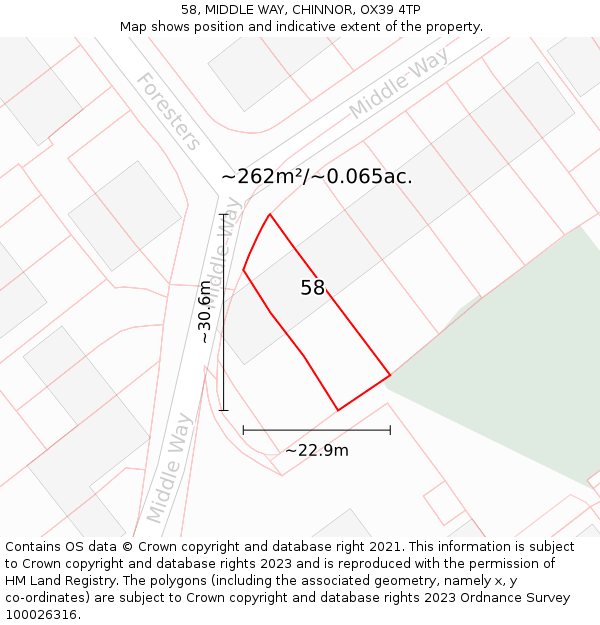 58, MIDDLE WAY, CHINNOR, OX39 4TP: Plot and title map