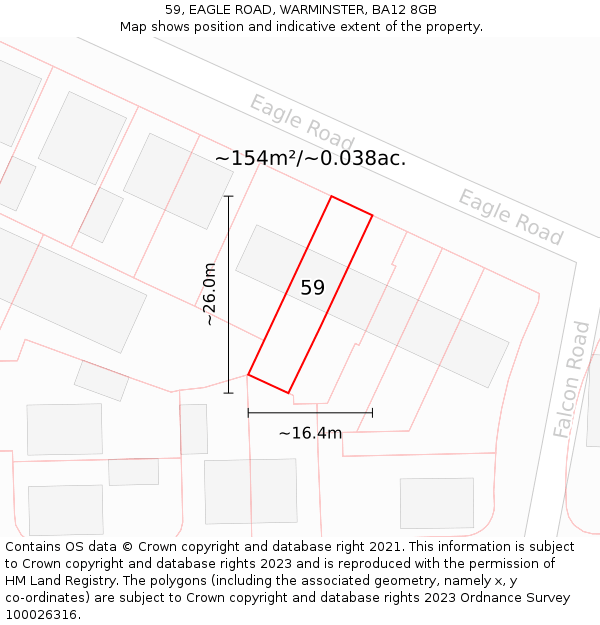 59, EAGLE ROAD, WARMINSTER, BA12 8GB: Plot and title map