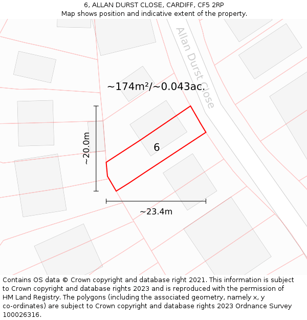 6, ALLAN DURST CLOSE, CARDIFF, CF5 2RP: Plot and title map