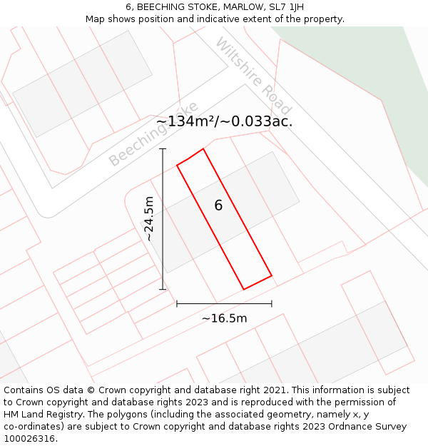 6, BEECHING STOKE, MARLOW, SL7 1JH: Plot and title map