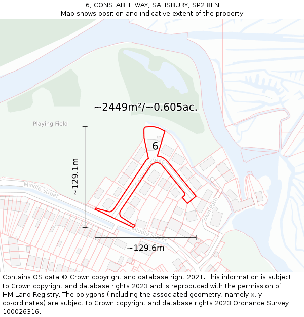 6, CONSTABLE WAY, SALISBURY, SP2 8LN: Plot and title map