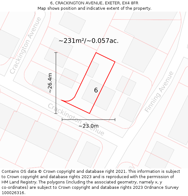 6, CRACKINGTON AVENUE, EXETER, EX4 8FR: Plot and title map