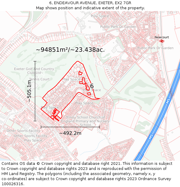6, ENDEAVOUR AVENUE, EXETER, EX2 7GR: Plot and title map