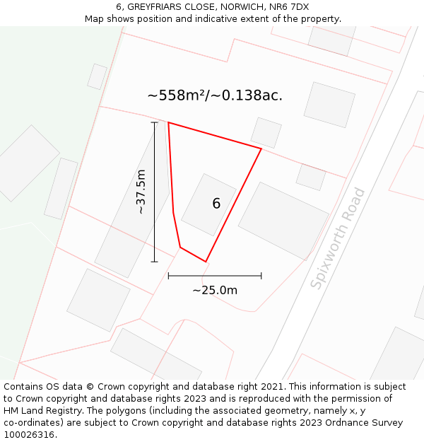6, GREYFRIARS CLOSE, NORWICH, NR6 7DX: Plot and title map