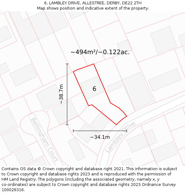 6, LAMBLEY DRIVE, ALLESTREE, DERBY, DE22 2TH: Plot and title map