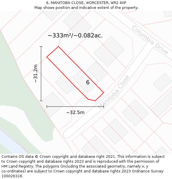 6, MANITOBA CLOSE, WORCESTER, WR2 4XP: Plot and title map