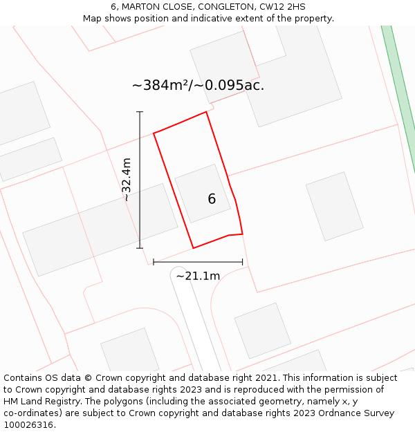6, MARTON CLOSE, CONGLETON, CW12 2HS: Plot and title map