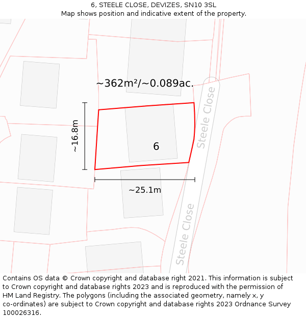 6, STEELE CLOSE, DEVIZES, SN10 3SL: Plot and title map