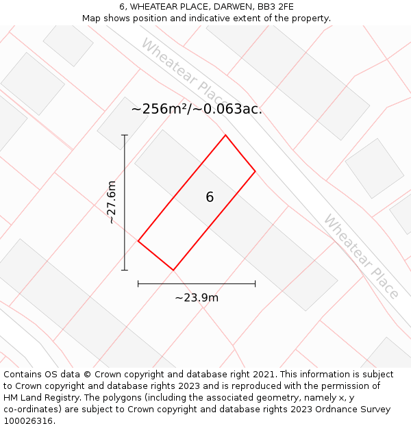 6, WHEATEAR PLACE, DARWEN, BB3 2FE: Plot and title map