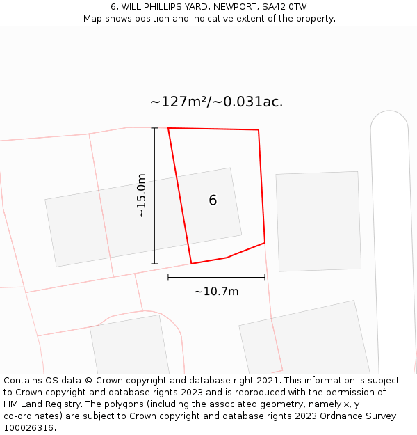6, WILL PHILLIPS YARD, NEWPORT, SA42 0TW: Plot and title map