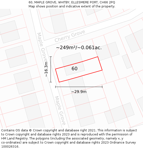 60, MAPLE GROVE, WHITBY, ELLESMERE PORT, CH66 2PQ: Plot and title map