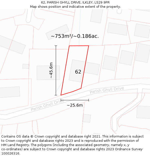 62, PARISH GHYLL DRIVE, ILKLEY, LS29 9PR: Plot and title map