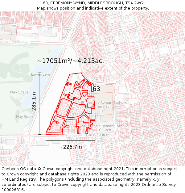 63, CEREMONY WYND, MIDDLESBROUGH, TS4 2WG: Plot and title map