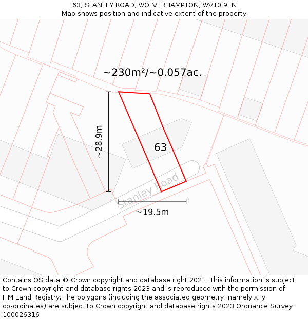 63, STANLEY ROAD, WOLVERHAMPTON, WV10 9EN: Plot and title map
