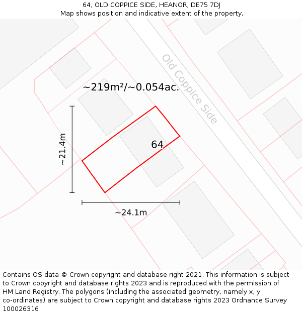 64, OLD COPPICE SIDE, HEANOR, DE75 7DJ: Plot and title map