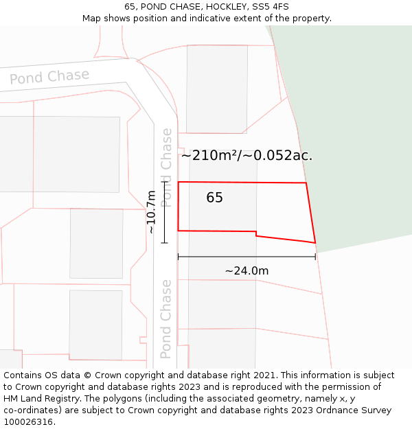 65, POND CHASE, HOCKLEY, SS5 4FS: Plot and title map