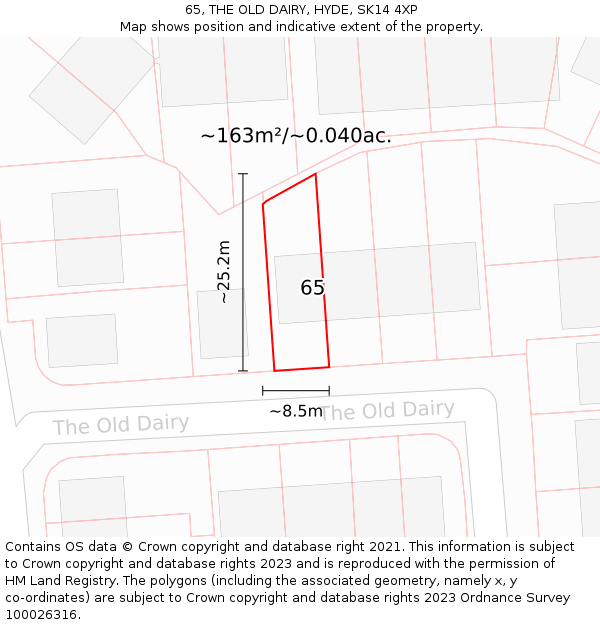 65, THE OLD DAIRY, HYDE, SK14 4XP: Plot and title map